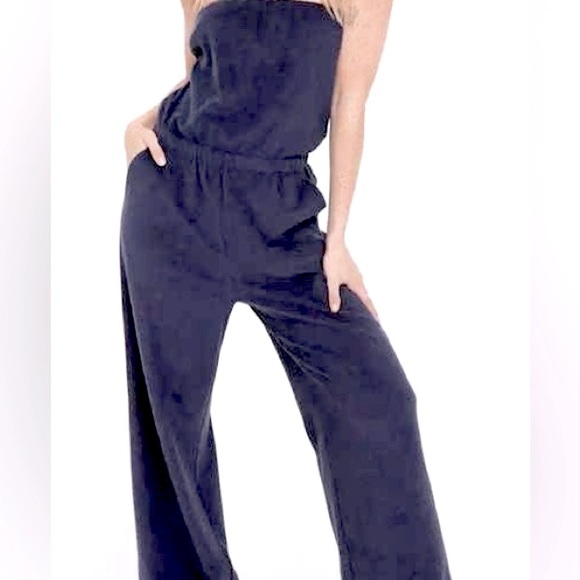 Aerie,Strapless Jumpsuit Stretchy Gauze, Perfect for Layering,DarkNavy/black, XS - Picture 5 of 12